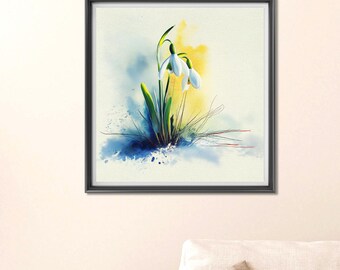 Painterly Snowdrops In The Forest: Instant Download
