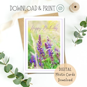 Natur Foto Happy Birthday Card Set, Sommer Wiese Foto Geburtstag Card Set, alles Gute zum Geburtstag Natur Fotokarten Digitaler Download
