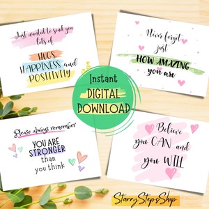Druckbare Ermutigung Postkarten, Postkarten-Set, Freundschaft Postkarten Sofort-Download, positiv inspirierende Postkarten, Motivationskarten