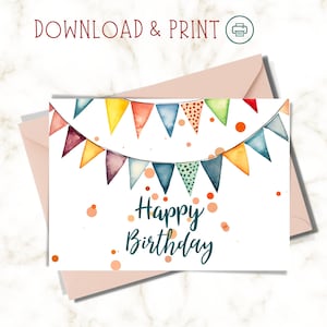 Happy Birthday Printable Card / Printable Birthday Card / Instant Download PDF / Digital Birthday Card Download / Happy Birthday Card
