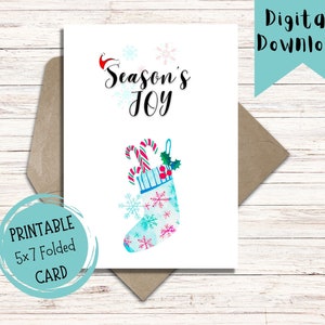 Kerstkaart met lekkernijen | Vreugdekaart van het seizoen | Afdrukbare kerstkaarten | 5 x 7 kerstkaart | Kaart met zoete lekkernijen | Directe digitale download