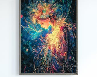 Love And Healing Glow Girl Wall Art Print: Instant Digital Download