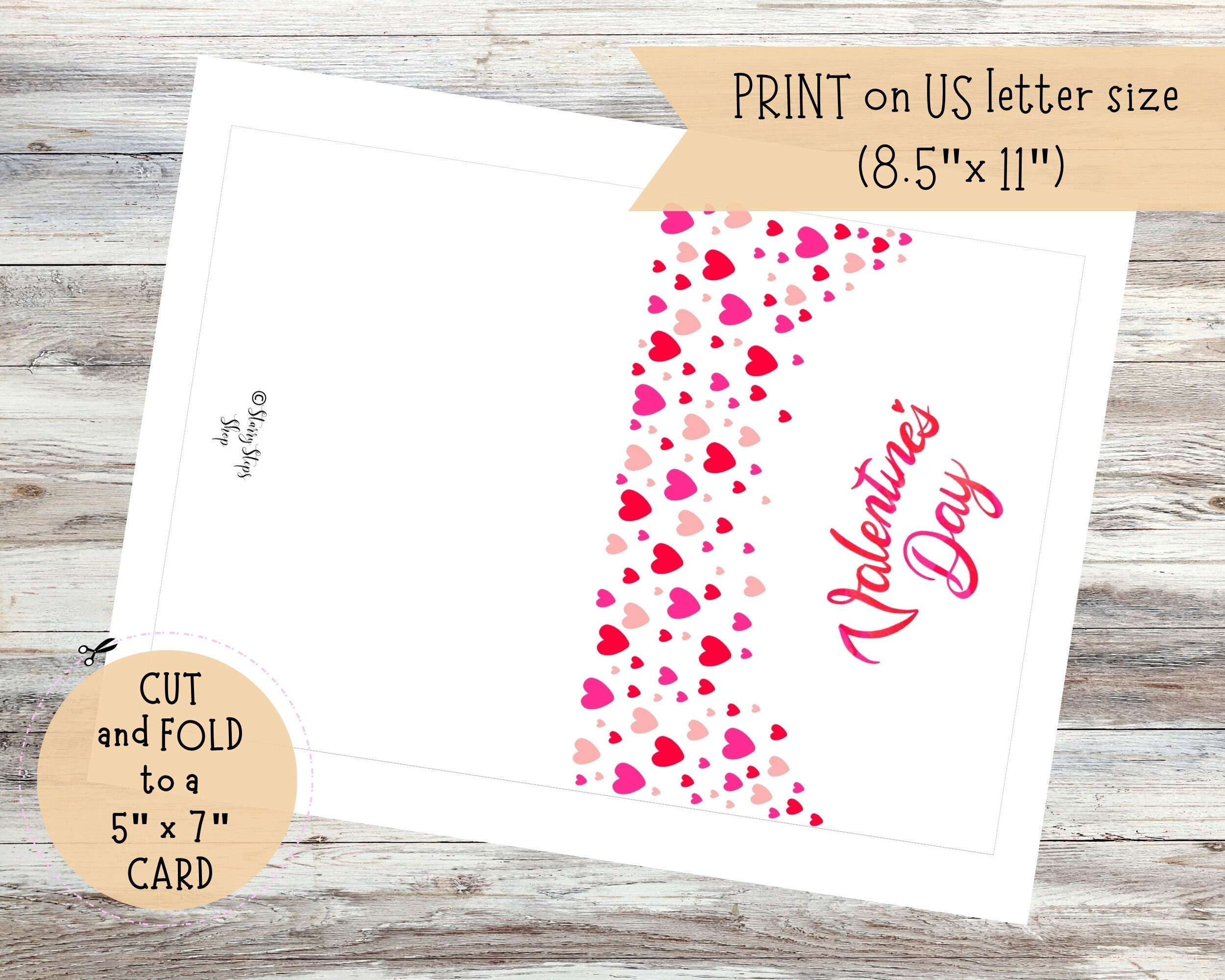 Valentines Day Printable Card | Happy Valentine's Day Card With Hearts ...