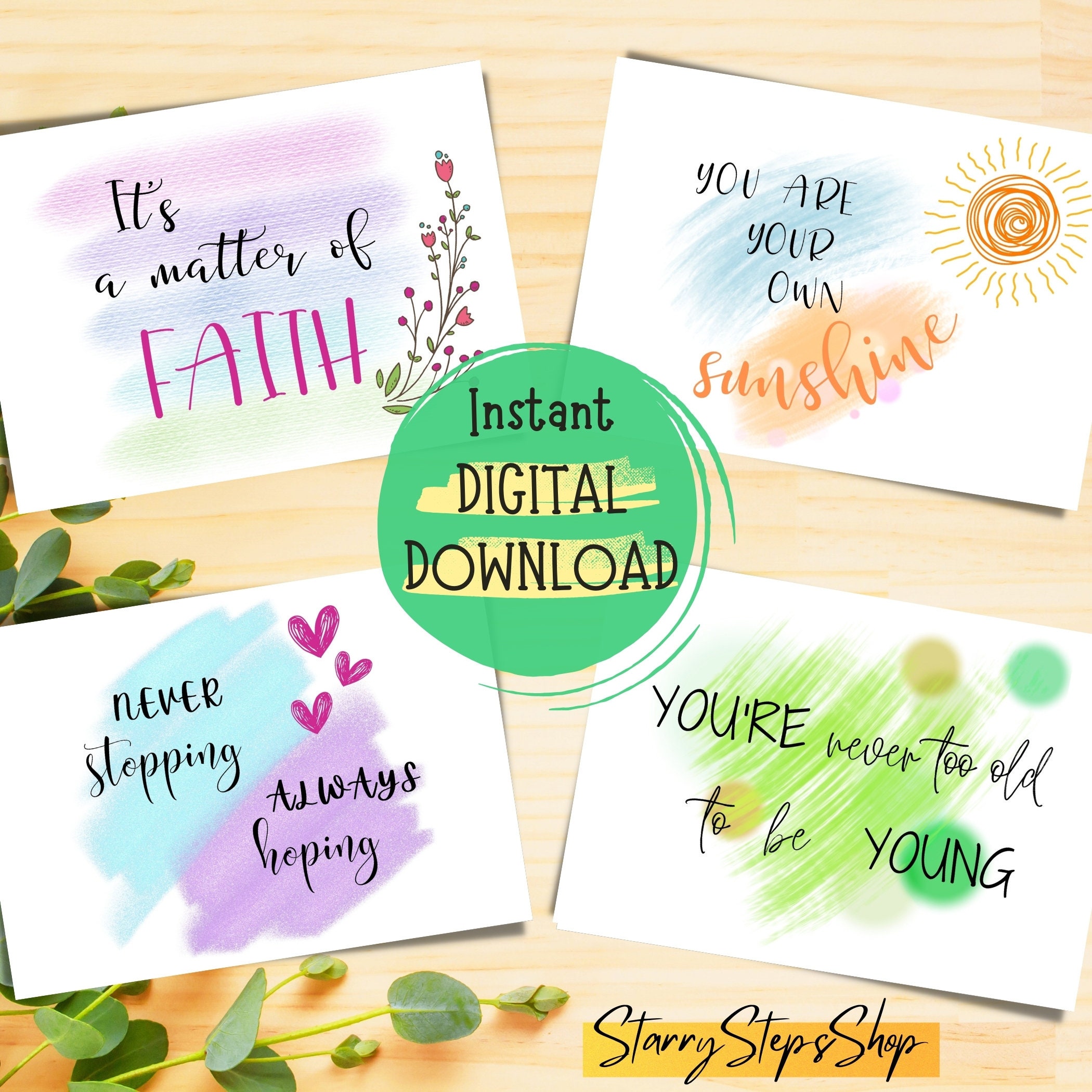 Inspirational Postcard Set: Friendship Encouragement Cards (Digital Download)