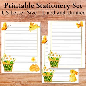 Printable Easter Stationery Set: Lined & Blank Paper (Digital Download)