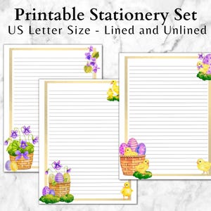 Printable Easter Stationery Set: Lined & Blank Paper (Digital Download)
