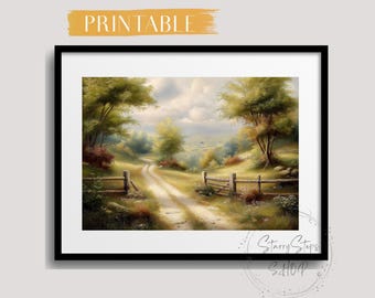 Country Road Landscape Print: Rustic Nature Wall Art (Digital Download)
