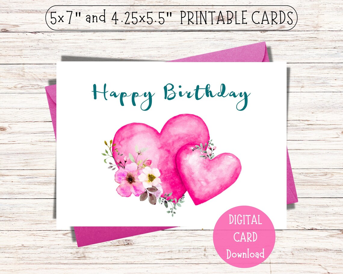 Happy Birthday Printable Cards / Printable Birthday Cards / Digital ...