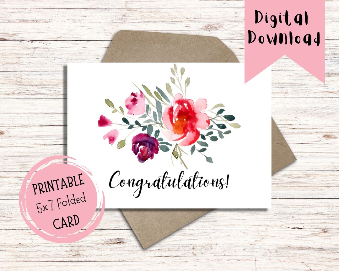 Floral Congratulations Printable Cards | Congratulations Digital Cards ...