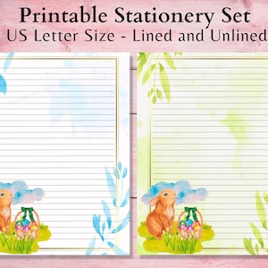 Printable Easter Stationery Set: Lined & Blank Writing Paper (Digital Download)