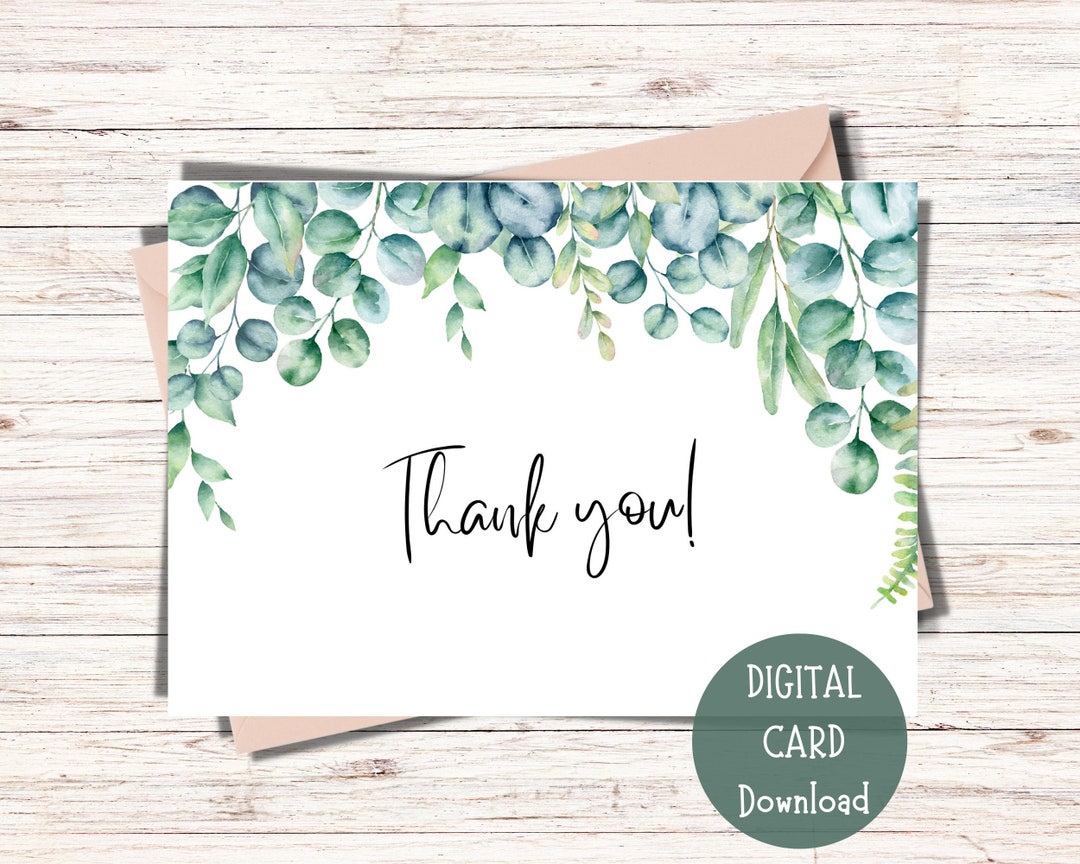 Thank You Printable Card | Thank You Digital Card | Thank You Card ...