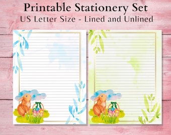 Printable Easter Stationery Set: Lined & Blank Writing Paper (Digital Download)