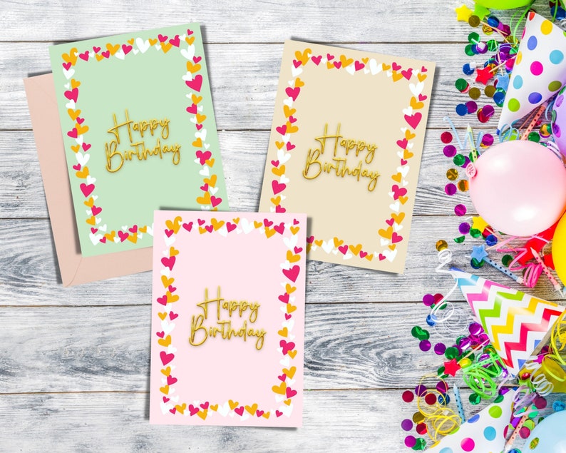 Printable Birthday Card Set, Printable Cards, Digital Download Cards ...