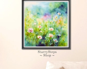 Dreamy Flower Meadow: Instant Download JPG and PNG Files