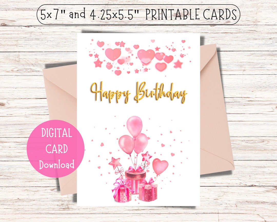 Happy Birthday Printable Cards / Printable Birthday Card / Instant Digital Download Card ...