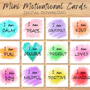 Mini-cartes motivantes, cartes d'affirmation imprimables, cartes d'encouragement et d'inspiration, mini cartes mantra, notes de déjeuner, ondes positives