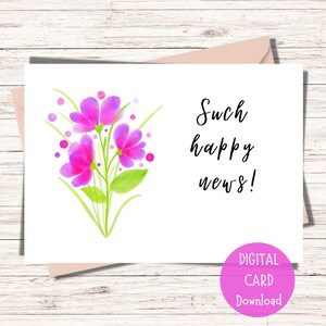 Tarjeta imprimible de buenas noticias / Tarjeta digital de felicitaciones / Tarjeta imprimible de felicitaciones / Tarjeta digital de boda / Tarjeta digital de baby shower