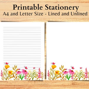 Floral Stationery: Lined & Blank Writing Paper (Digital Download)