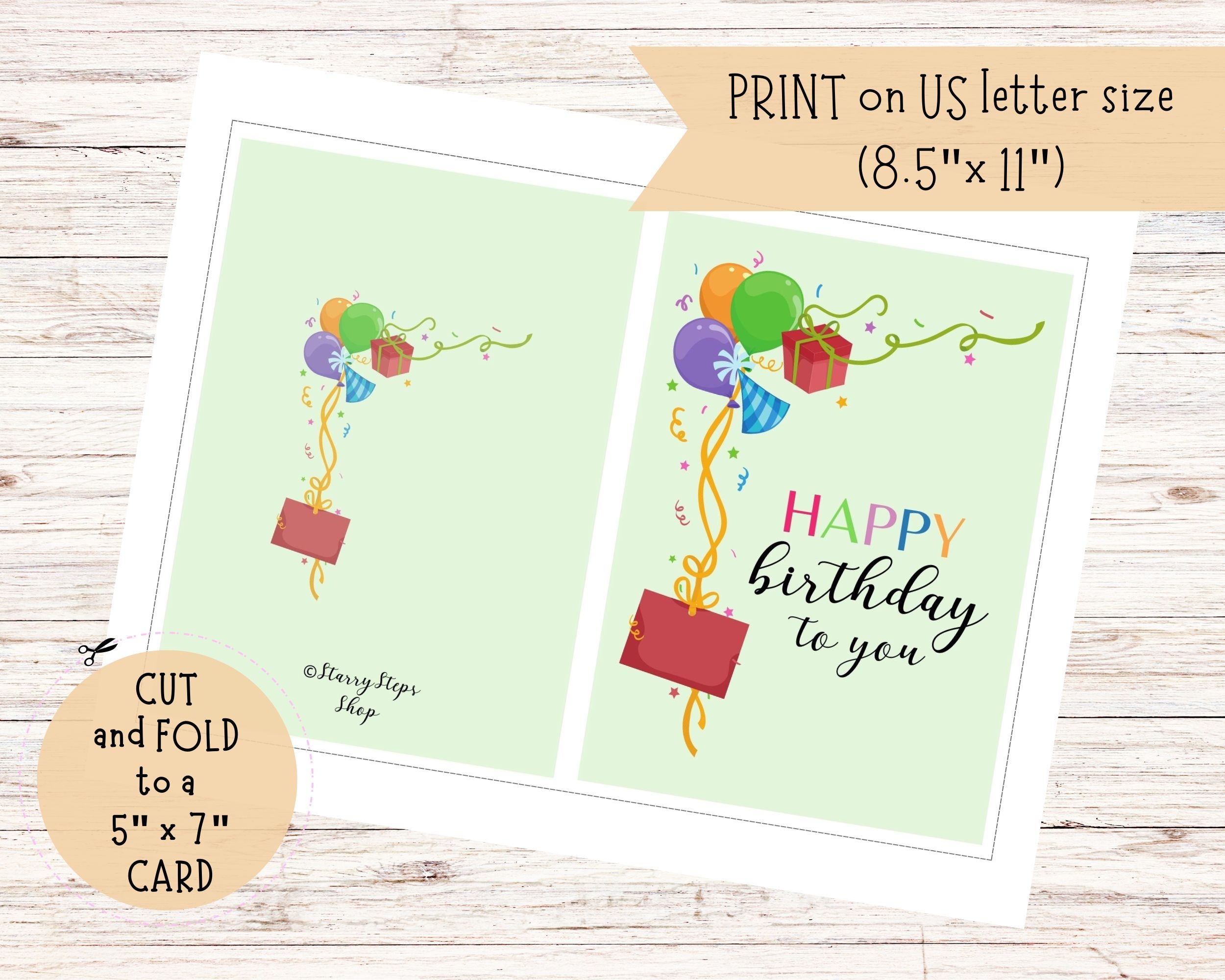 Printable Birthday Card Set, Printable Cards, Instant Digital Download ...