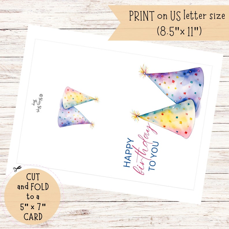 Set of 2 Printable Birthday Cards / Happy Birthday Card / Printable ...