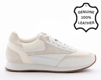 Women's Classic White Hair-On Real Leather Suede Trainers Sneakers