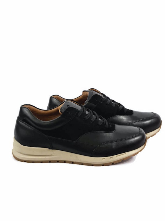 Schoenen Herenschoenen Sneakers & Sportschoenen Sneakers met veters Bossi handgemaakte luxe heren zwarte schoenen 