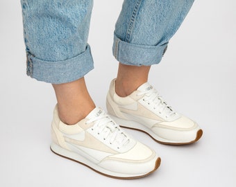 Women's Classic White Hair-On Real Leather Suede Trainers Sneakers