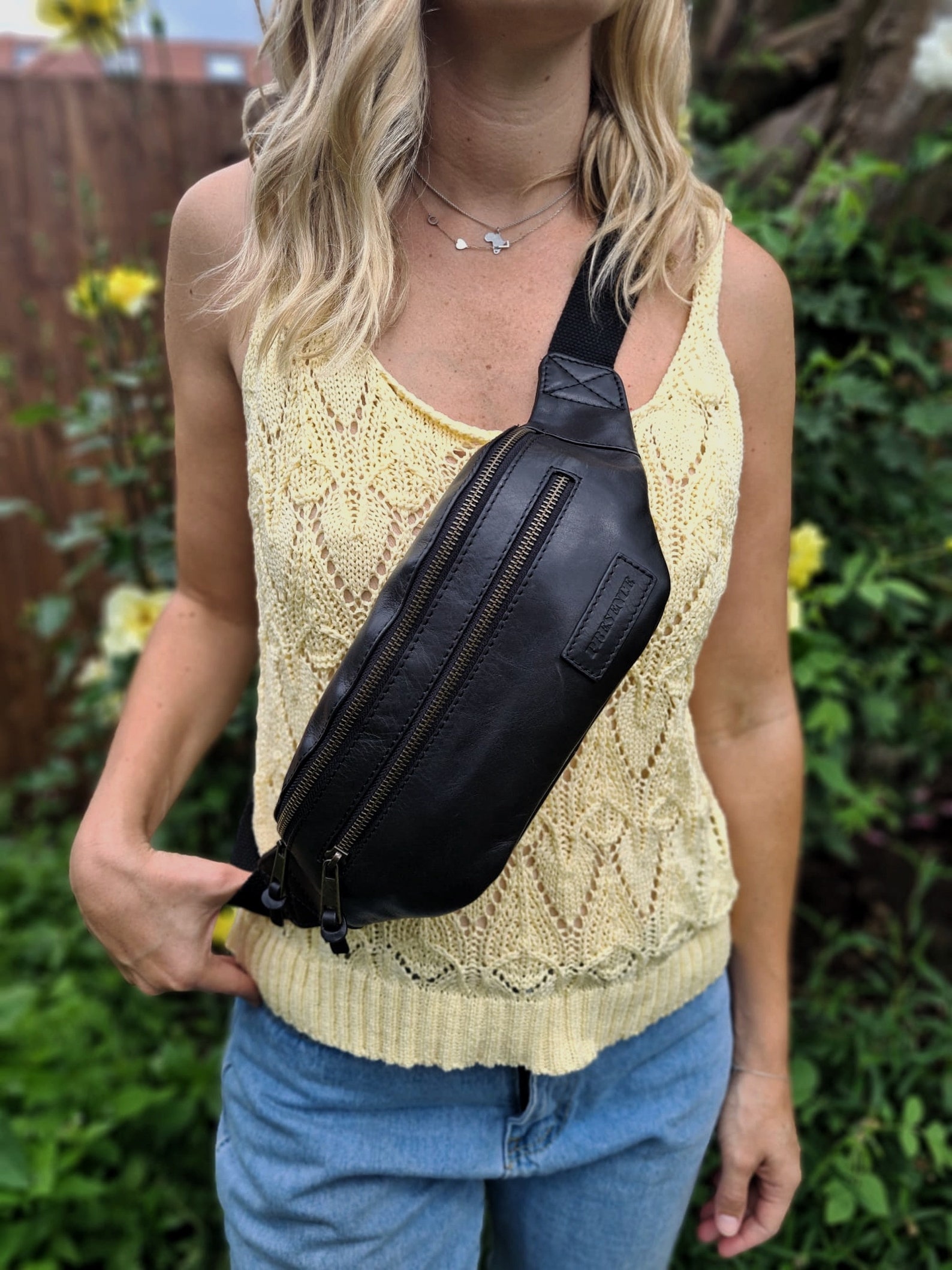 Women's Bum Bag Made From Handcrafted Genuine Black Etsy UK