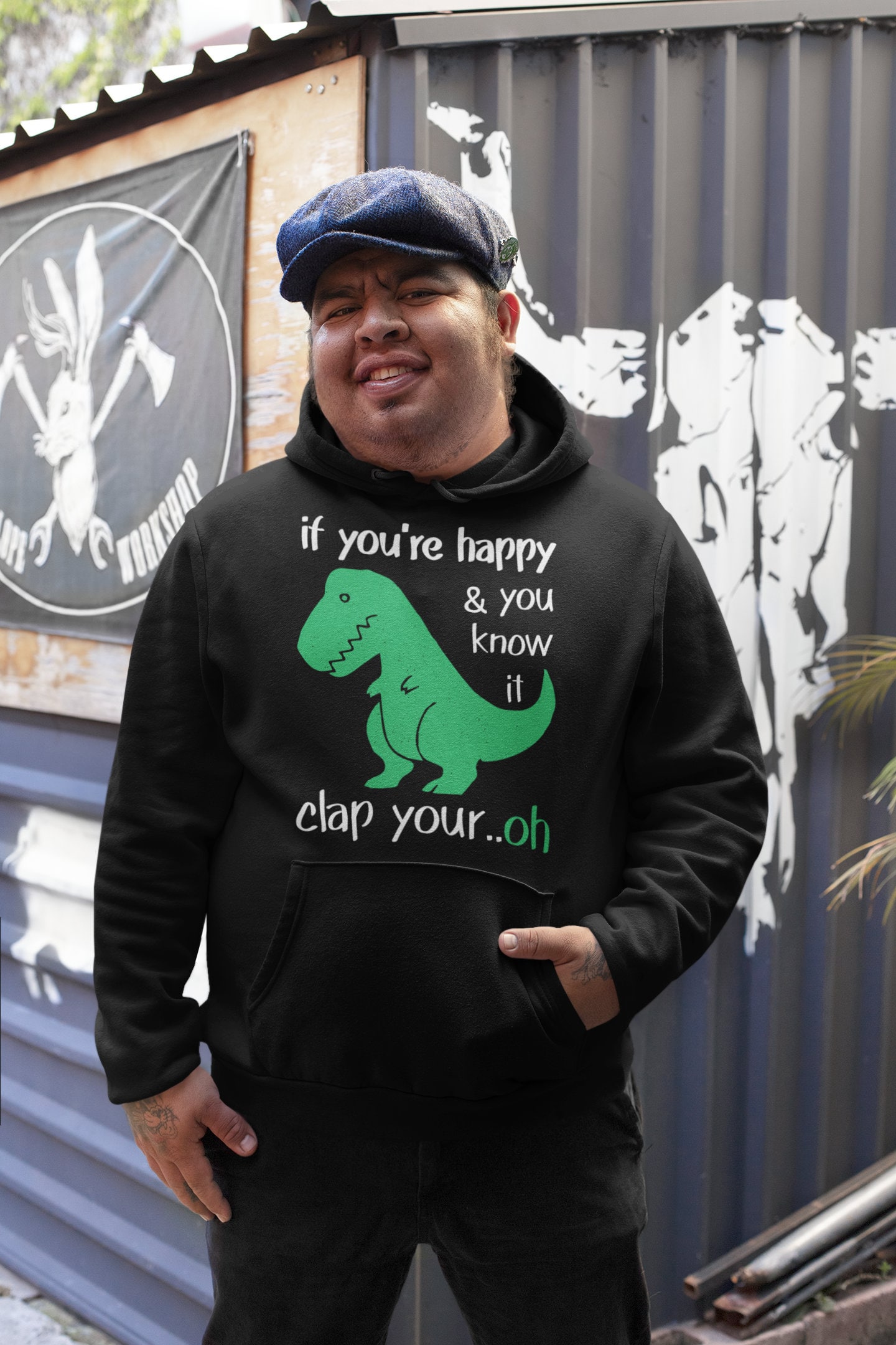 Happy And You Know It Clap HOODIE Dinosaur Hoody T-Rex Top Gift birthday funny Happy And You Know It Clap HOODIE Dinosaur Hoody T-Rex Top Gift birthday funny