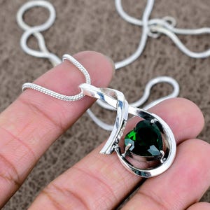Chrome Diopside Pendant Necklace, Necklace, 925 Sterling Silver Jewelry, Diopside Silver Pendant, Gift For Girlfriend, Dainty Pendant