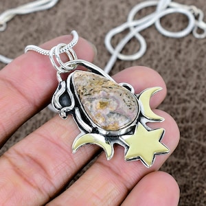 Rhodochrosite Pear Pendant: 925 Sterling Silver Necklace, Pink Gemstone