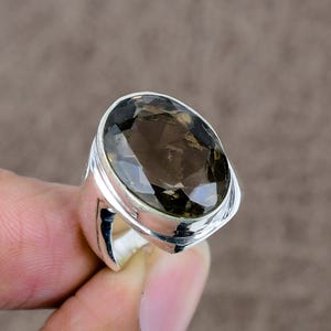 Sterling Silver Smoky Quartz Ring: Oval Gemstone, Everyday Jewelry
