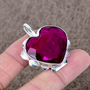 Rubelite Heart Pendant: 925 Sterling Silver Valentine&#39;s Gift