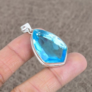 Blue Topaz Pendant, 925 Sterling Silver Jewelry, Blue Topaz Gemstone, Silver Jewelry, Gift For Anniversary, Pendant Jewelry, Blue Color