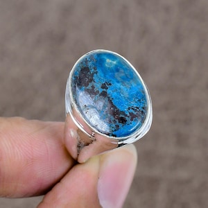Blue Apatite Ring: Handmade 925 Sterling Silver Gemstone Ring