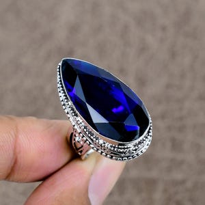 Blue Sapphire Ring, Blue Gemstone Ring, Silver 925 Ring, Sterling Silver Ring, Handamde Jewelry, Ring For Mother, Anniversary Gift