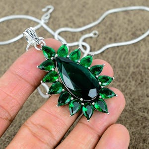 Chrome Diopside Pendant Necklace, 925 Sterling Silver, Diopside Necklace, Chain Silver Necklace, Silver Jewelry, Necklace For Her