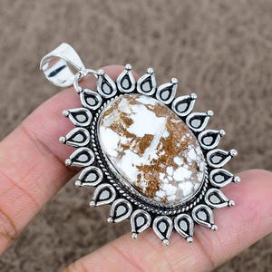 Wild Horse Jasper Pendant: Bohemian 925 Sterling Silver Necklace