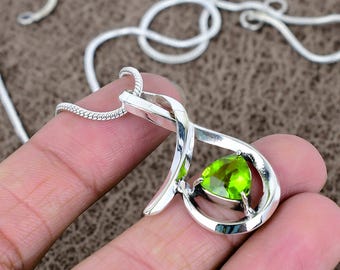 スターリングシルバーのハート型ペリドット宝石ネックレス - Etsy 日本