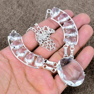 White Topaz Necklace, 925 Sterling Silver Necklace, Topaz Gemstone Necklace, Silver Jewelry, Necklace For Mother, Gift For Anniversary