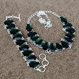 Chrome Diopside Necklace Set, 925 Sterling Silver Necklace & Bracelet, Gemstone Jewelry, Silver Jewelry, Necklace For Her, Anniversary Gift