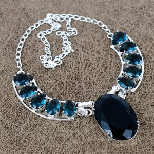 London Blue Topaz Sterling Silver Necklace: Gemstone Party Jewelry