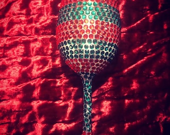 Jeweled Christmas wine glass