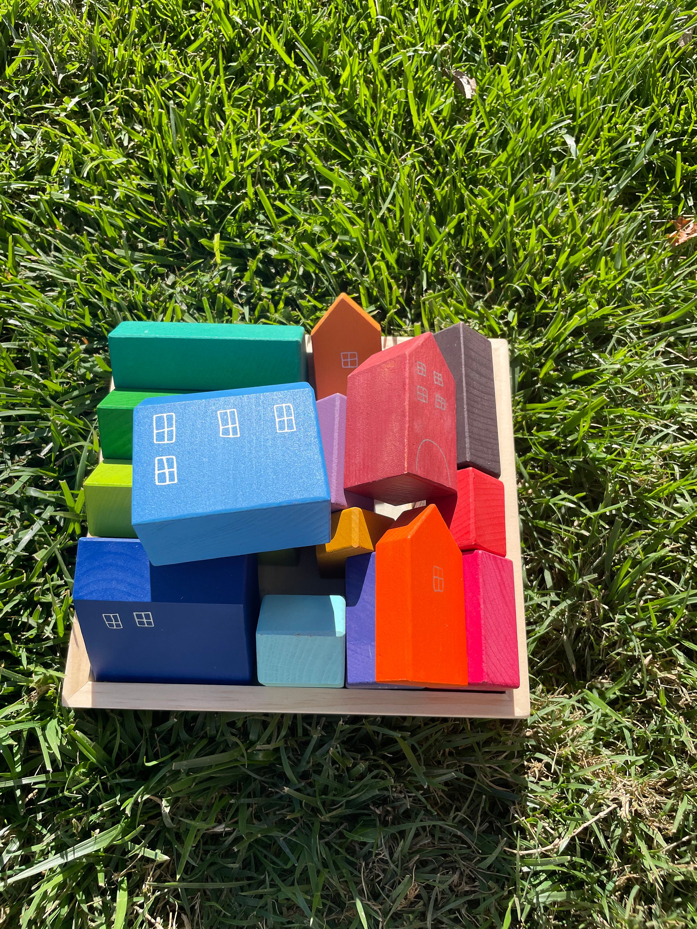 PERSONALIZED Village Building Blocks Set | Rainbow Buildings | Perfect ...
