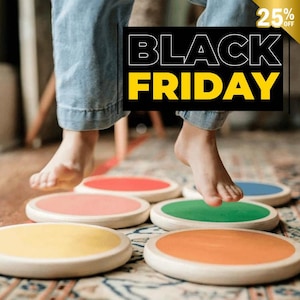 Personalized Wooden Stepping Stones – Montessori Balance Set (6) for Kids – Non‑Toxic Hardwood, Gross Motor Play