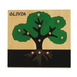 Personalization Montessori Wooden Educational Tree Puzzle | Montessori Learning Puzzle