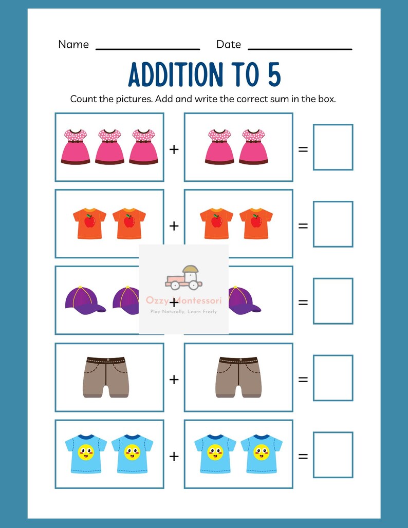 Kindergarten Addition Math Worksheet - Learning Addition - DIGITAL ...