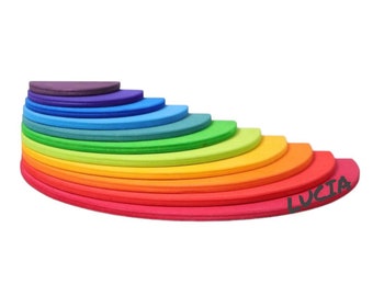 Personalized Rainbow Semicircles Building Set 11pcs | Grimm’s Style Semi Circles Rainbow | Building Boards| Montessori Toys | Waldorf Toys