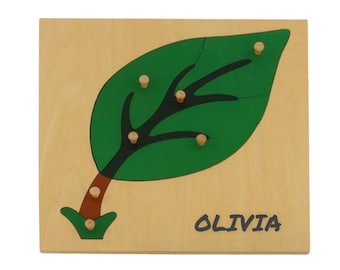 Personalized Montessori Wood Leaf Puzzle | Montessori Biology Teaching Aids | Biology | Botany Cabinet