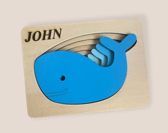 Personalized Multi-layered Wooden Puzzle | Rabbit Puzzle | Bird Puzzle | Whale Puzzle | Elephant Puzzle | Jingsaw Puzzle | Montessori Puzzle